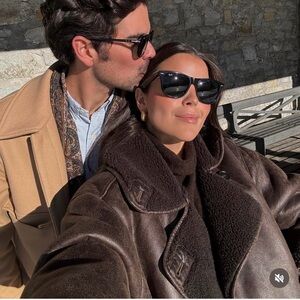 Zara double faced shearling faux leather jacket